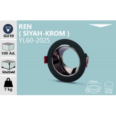 REN DEKORATİF YUVARLAK SİYAH-UV KROM KASA